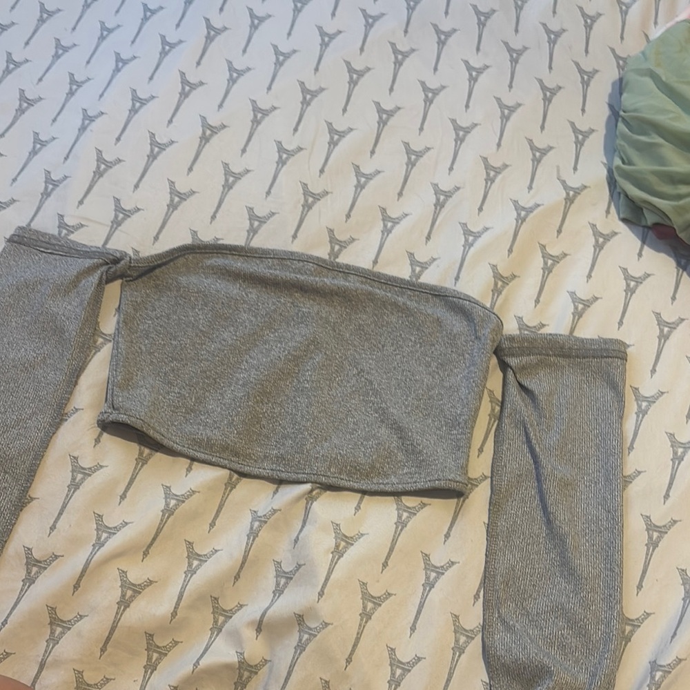 Gray Off-Shoulder Top